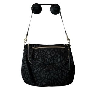 Stella and Dot Stylish Black Leopard Print Women's Bag purse tote card slots bag